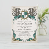 Invitation Mariage Bouclier Fantasy Dragon (Debout devant)