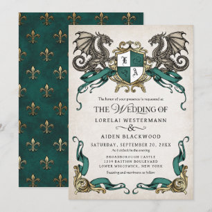 Invitation Mariage Bouclier Fantasy Dragon
