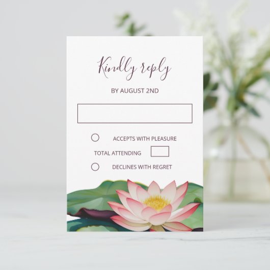 Invitation Mariage bouddhiste Lotus RSVP (Debout devant)