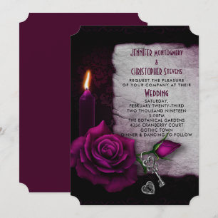 Invitation Mariage Bougie Rose Gothique et Médaillon