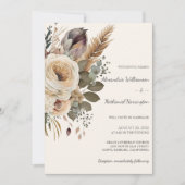 Invitation Mariage Bouquet Bohème & Plumes (Devant)