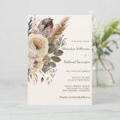 Invitation Mariage Bouquet Bohème & Plumes (Debout devant)