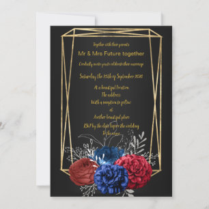 INVITATION MARIAGE BOUQUET DE CADRE ÉLÉGANT OR NOIR