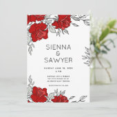 Invitation Mariage Bouquet de Roses Rouges (Debout devant)