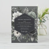 Invitation Mariage Bouquet Monochrome de Cendre (Debout devant)