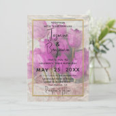 Invitation Mariage Bouquet Tulipes Roses Aquarelles (Debout devant)