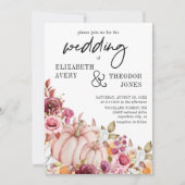 Invitation Mariage Bourgogne rose Citrouille d'automne Floral (Devant)