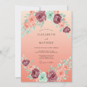 Invitation Mariage Bourguignon à Pétales d'Abricot