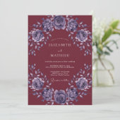 Invitation Mariage Bourguignon Améthyste Pétales (Debout devant)