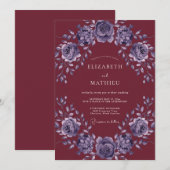 Invitation Mariage Bourguignon Améthyste Pétales (Devant / Derrière)
