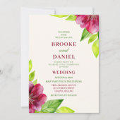 Invitation Mariage Bourguignon Fleur ouverte Feuille de Lime (Devant)