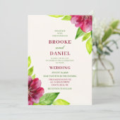 Invitation Mariage Bourguignon Fleur ouverte Feuille de Lime (Debout devant)