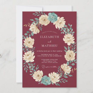 Invitation Mariage Bourguignon Floral Embrassant