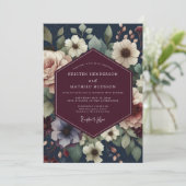 Invitation Mariage Bourguignon Midnight Bloom (Debout devant)