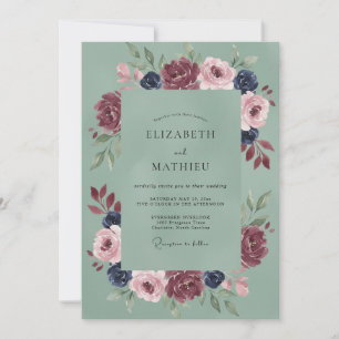 Invitation Mariage Bourguignon Renoncule Sauge Eucalyptus