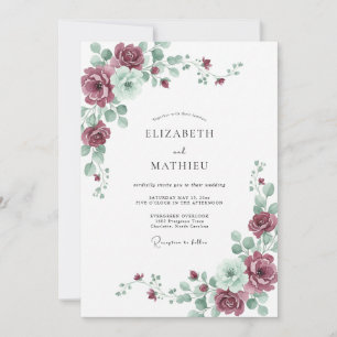 Invitation Mariage Bourguignon Vert Étreinte