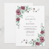 Invitation Mariage Bourguignon Vert Étreinte (Devant / Derrière)