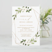 Invitation Mariage branché Inviter Géométrie Verdure Faux Foi (Debout devant)