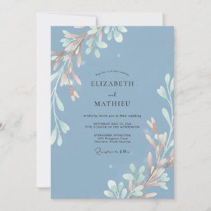 Invitation Mariage Branche Peinte Bleuet