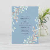 Invitation Mariage Branche Peinte Bleuet (Debout devant)