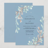 Invitation Mariage Branche Peinte Bleuet (Devant / Derrière)