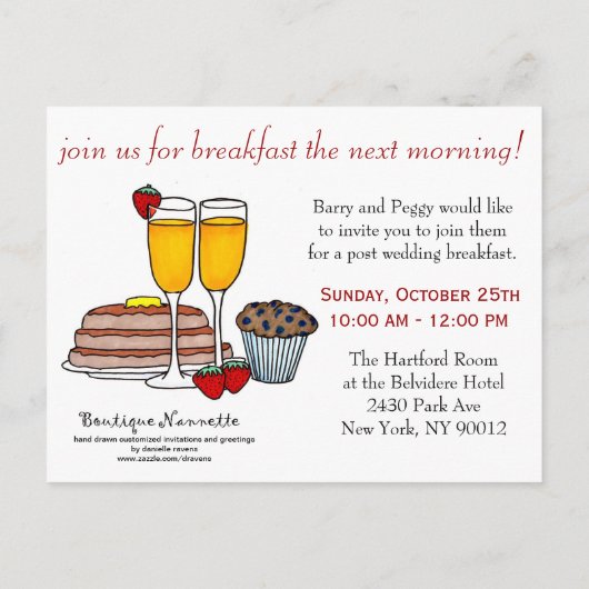 Invitation mariage Breakfast (Dos)