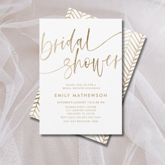 Invitation Mariage brillant avec fausse calligraphie dorée