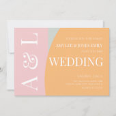 Invitation Mariage brillant de Monnaie rose géométrique moder (Devant)