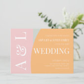 Invitation Mariage brillant de Monnaie rose géométrique moder (Debout devant)