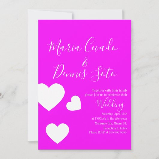 Invitation Mariage brillant de script de lettrage du coeur fl (Devant)