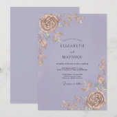 Invitation Mariage Bronze Feuille de Lilas (Devant / Derrière)