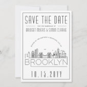 Invitation Mariage Brooklyn | Skyline stylisée Enregistrer la (Devant)