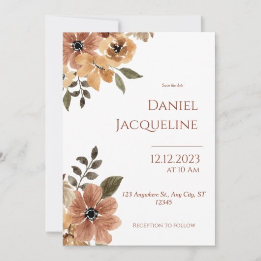 Invitation Mariage Brown beige rustique (Devant)