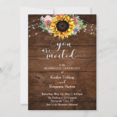 Invitation Mariage Brown bois, typographie, tournesol & lumiè (Devant)