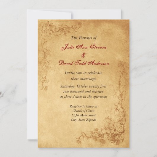 Invitation Mariage Brown Caramel vintage (Devant)
