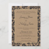 Invitation Mariage Brown Damask Natural Kraft (Devant)