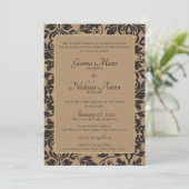Invitation Mariage Brown Damask Natural Kraft (Debout devant)