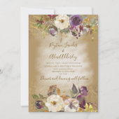 Invitation Mariage Brown de Parties scintillant florale viole (Devant)