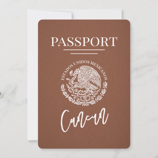 Invitation Mariage Brown de passeport de Cancun (Dos)