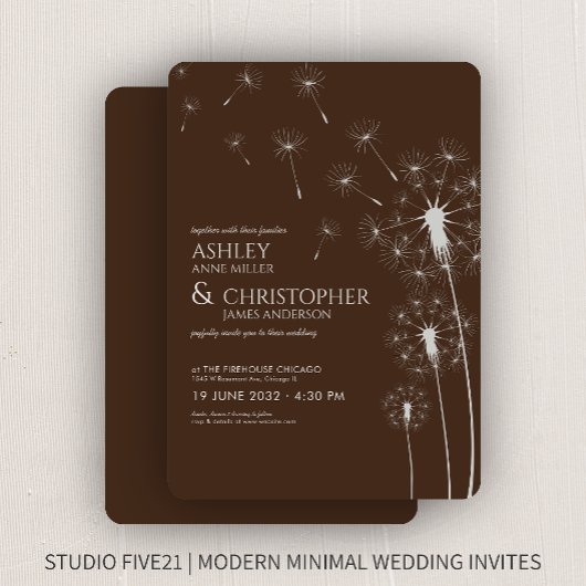 Invitation Mariage Brown de pissonnet en noyer simple