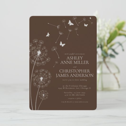 Invitation Mariage Brown de pissonnet en noyer simple (Debout devant)