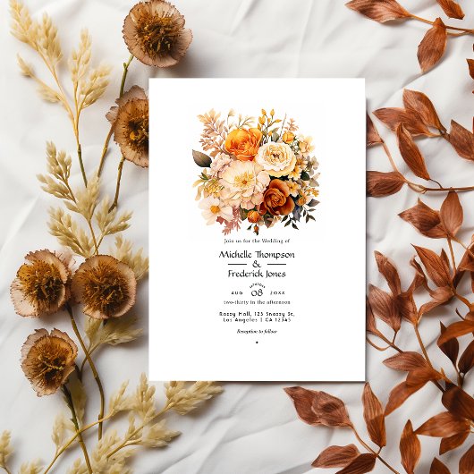Invitation Mariage Brown de printemps doré