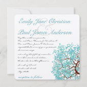 Invitation Mariage Brown de tronc Aqua Tree (Devant)