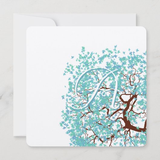 Invitation Mariage Brown de tronc Aqua Tree (Dos)