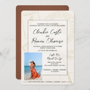 Invitation Mariage Brown du passeport du Costa Rica