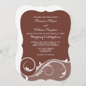 Invitation Mariage Brown en torse floral (Devant / Derrière)