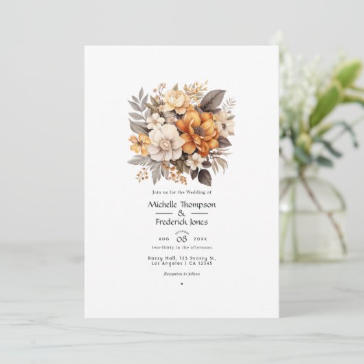 Invitation Mariage Brown et gris (Debout devant)