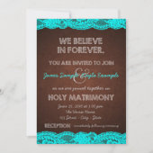 Invitation Mariage Brown et Turquoise rustique (Devant)