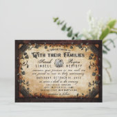 Invitation Mariage Brown Gothique Avec INFO RÉCEPTION (Debout devant)