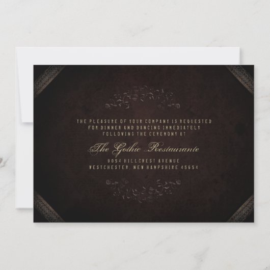 Invitation Mariage Brown Gothique Avec INFO RÉCEPTION (Dos)